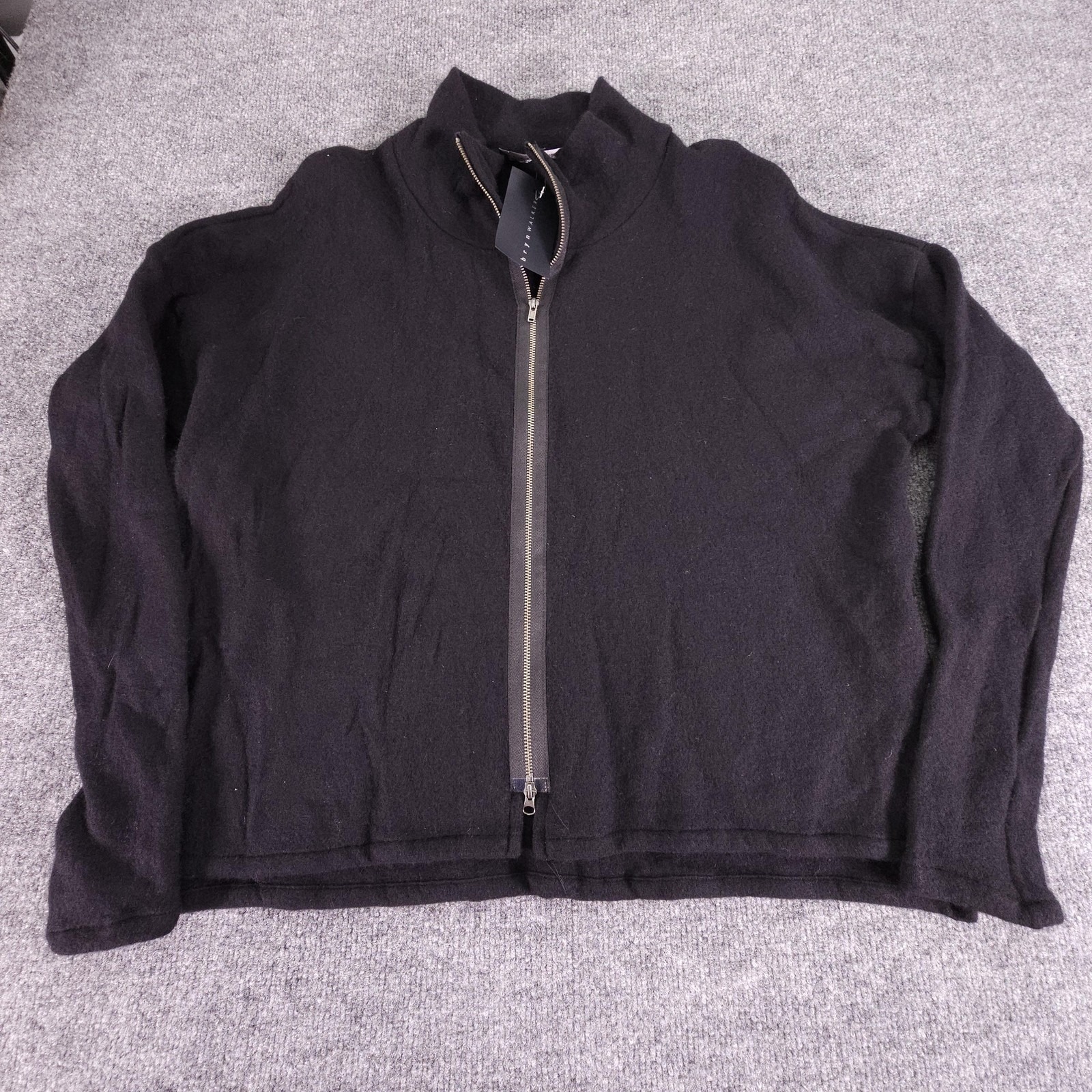 Bryn Walker Sweater Womens Medium Black Wool Cashmere Zip Santa Fe Made Usa